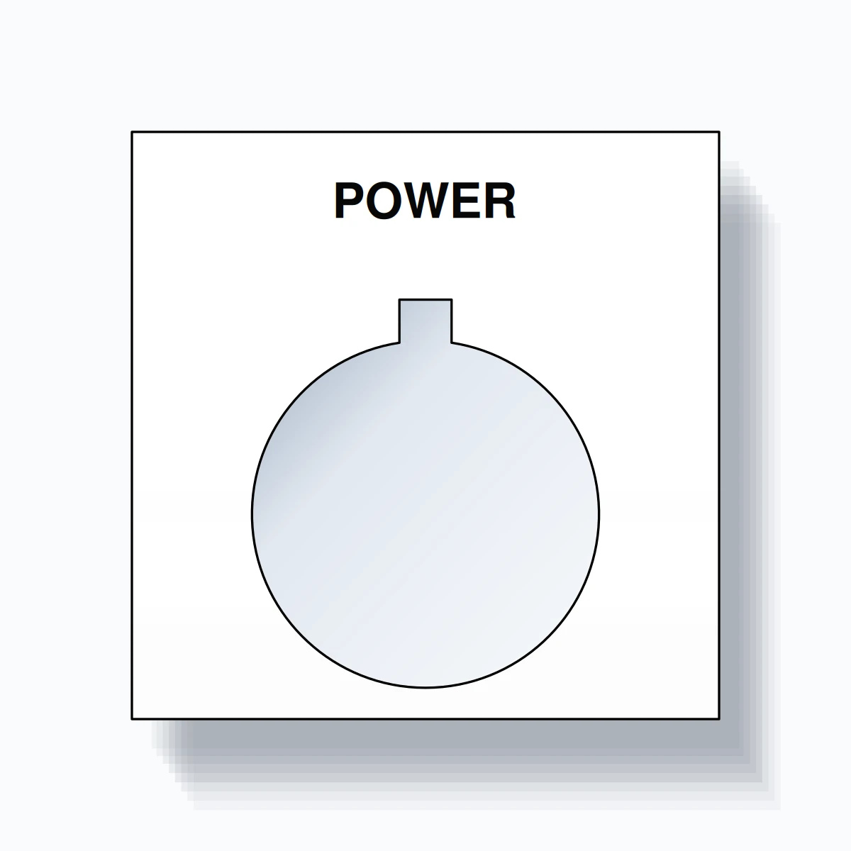 22mm Ring Tag – POWER, Single-Line Square, Allen-Bradley Compatible, Black on White