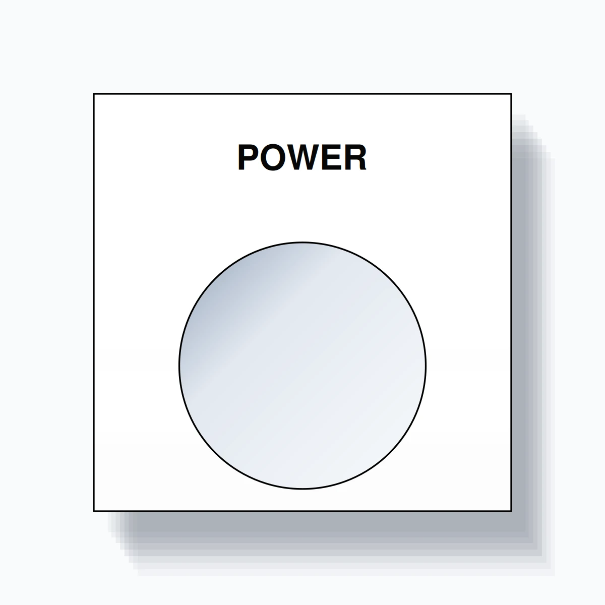 22mm Ring Tag – POWER, Single-Line Square, Black on White