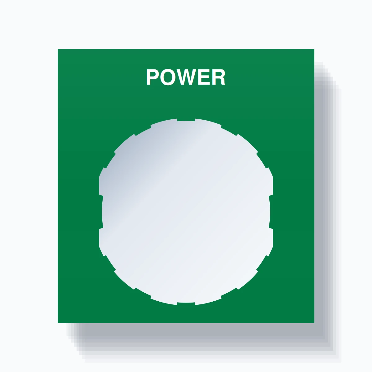 22mm Ring Tag – POWER, Single-Line Square, Schneider Electric Compatible, White on Green