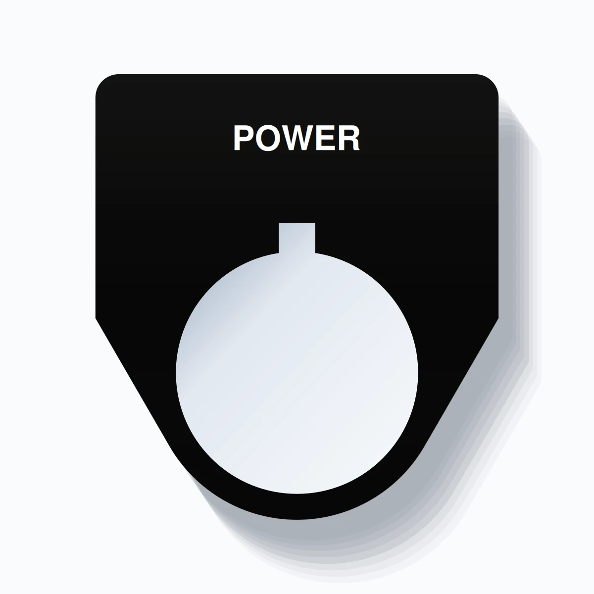 22mm Ring Tag – POWER, Single-Line Traditional, Allen-Bradley Compatible, White on Black