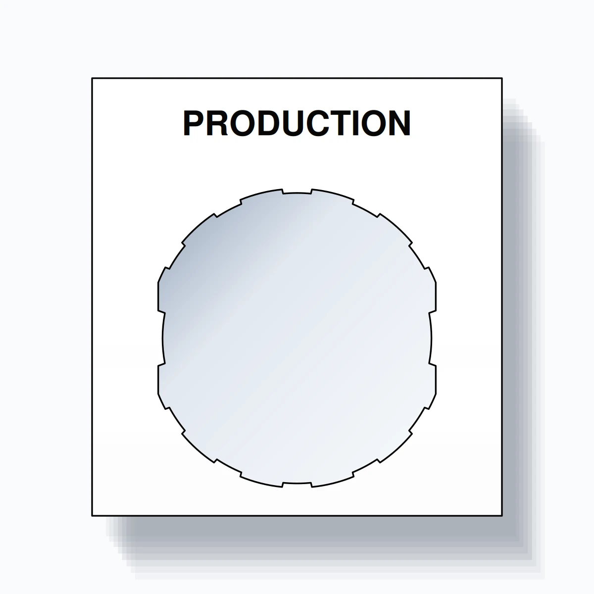 22mm Ring Tag – PRODUCTION, Single-Line Square, Schneider Electric Compatible, Black on White