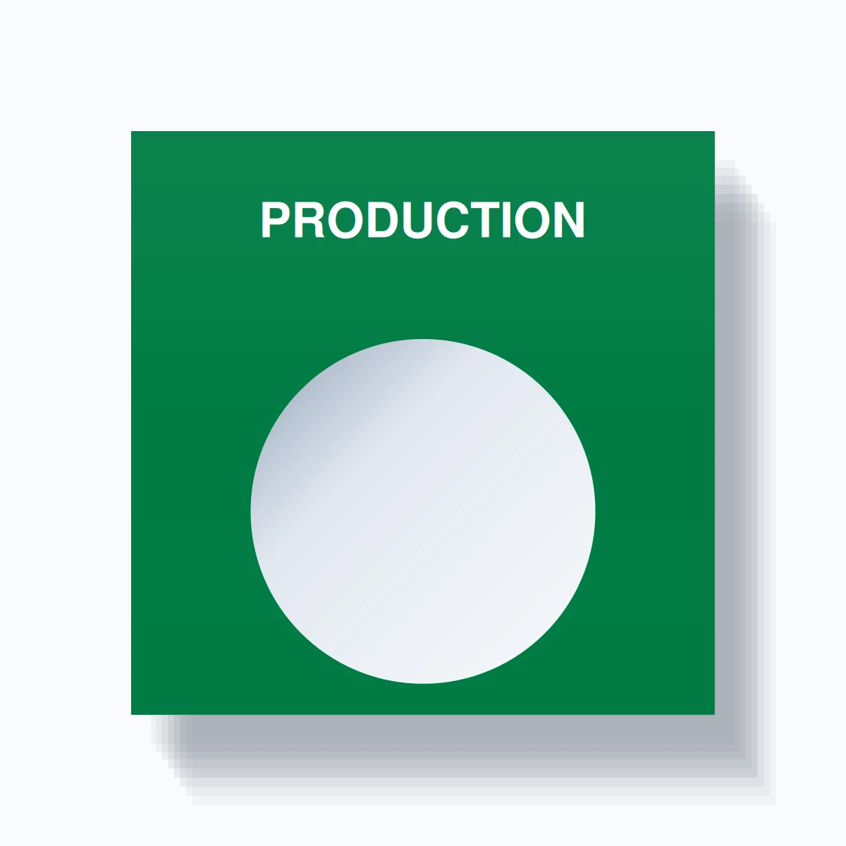22mm Ring Tag – PRODUCTION, Single-Line Square, White on Green
