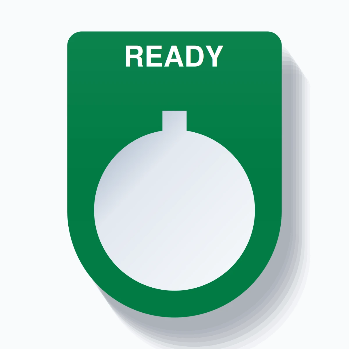 22mm Ring Tag – READY, Single-Line Slim, Allen-Bradley Compatible, White on Green