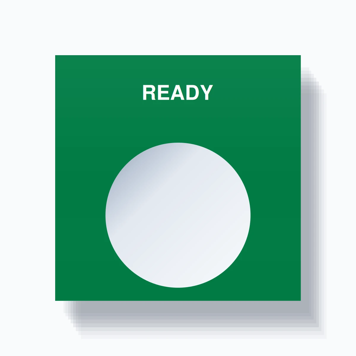 22mm Ring Tag – READY, Single-Line Square, White on Green