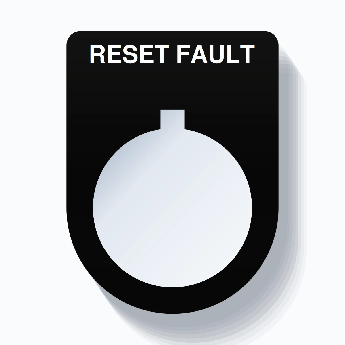 22mm Ring Tag – RESET FAULT, Single-Line Slim, Allen-Bradley Compatible, White on Black