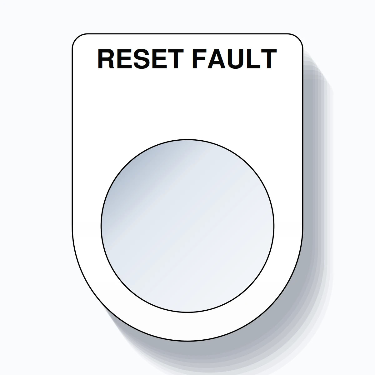22mm Ring Tag – RESET FAULT, Single-Line Slim, Black on White