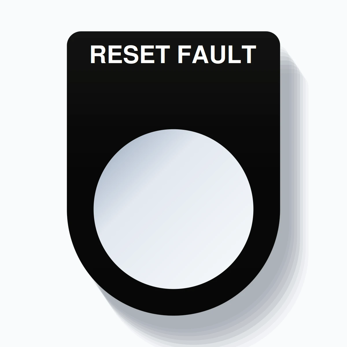 22mm Ring Tag – RESET FAULT, Single-Line Slim, White on Black