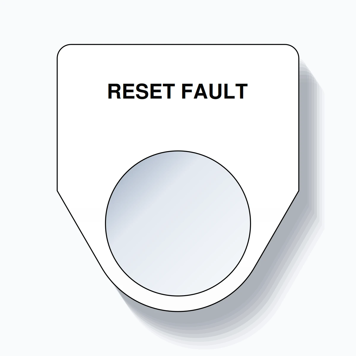 22mm Ring Tag – RESET FAULT, Single-Line Traditional, Black on White
