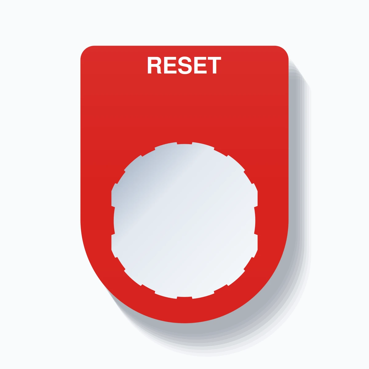 22mm Ring Tag – RESET, Single-Line Slim, Schneider Electric Compatible, White on Red