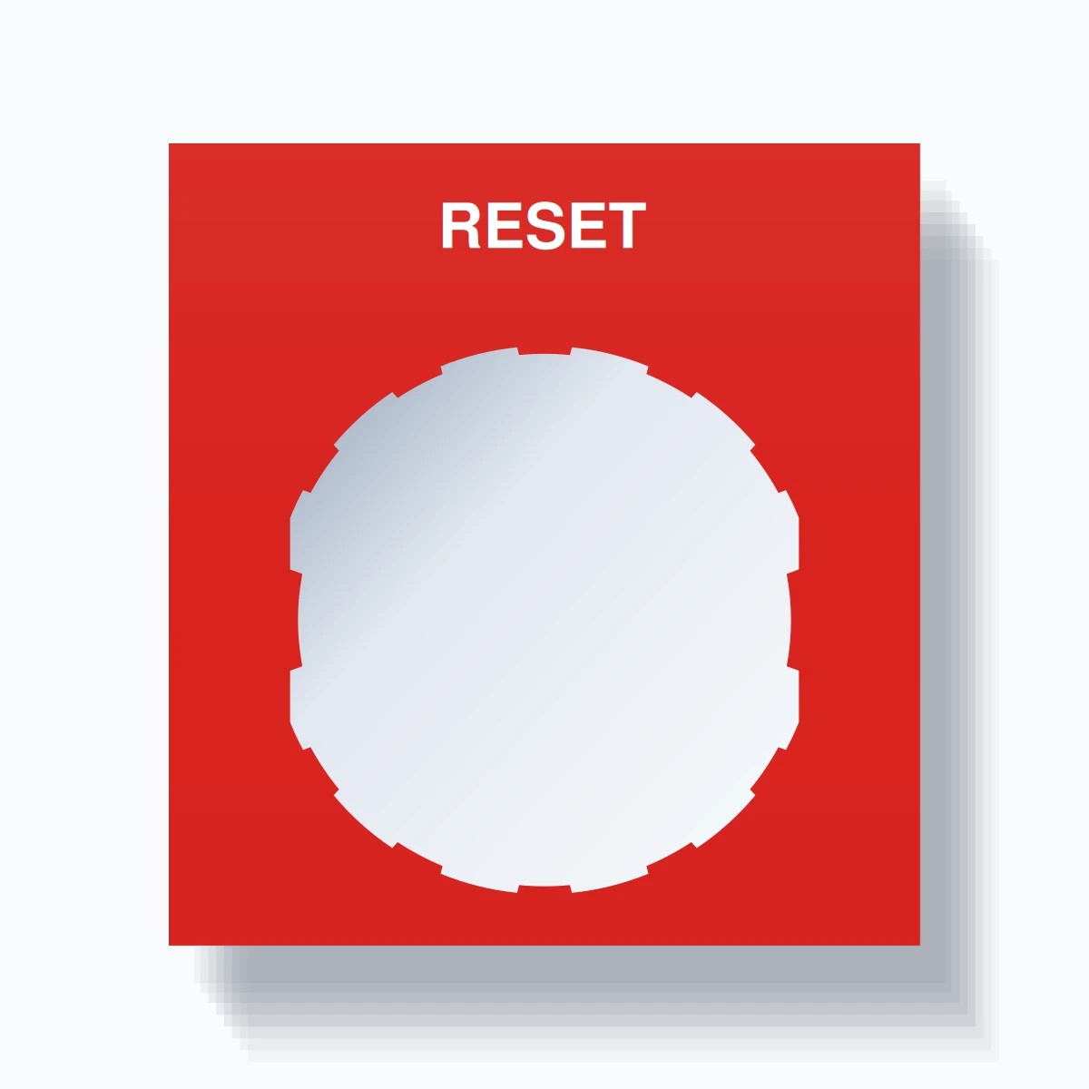 22mm Ring Tag – RESET, Single-Line Square, Schneider Electric Compatible, White on Red