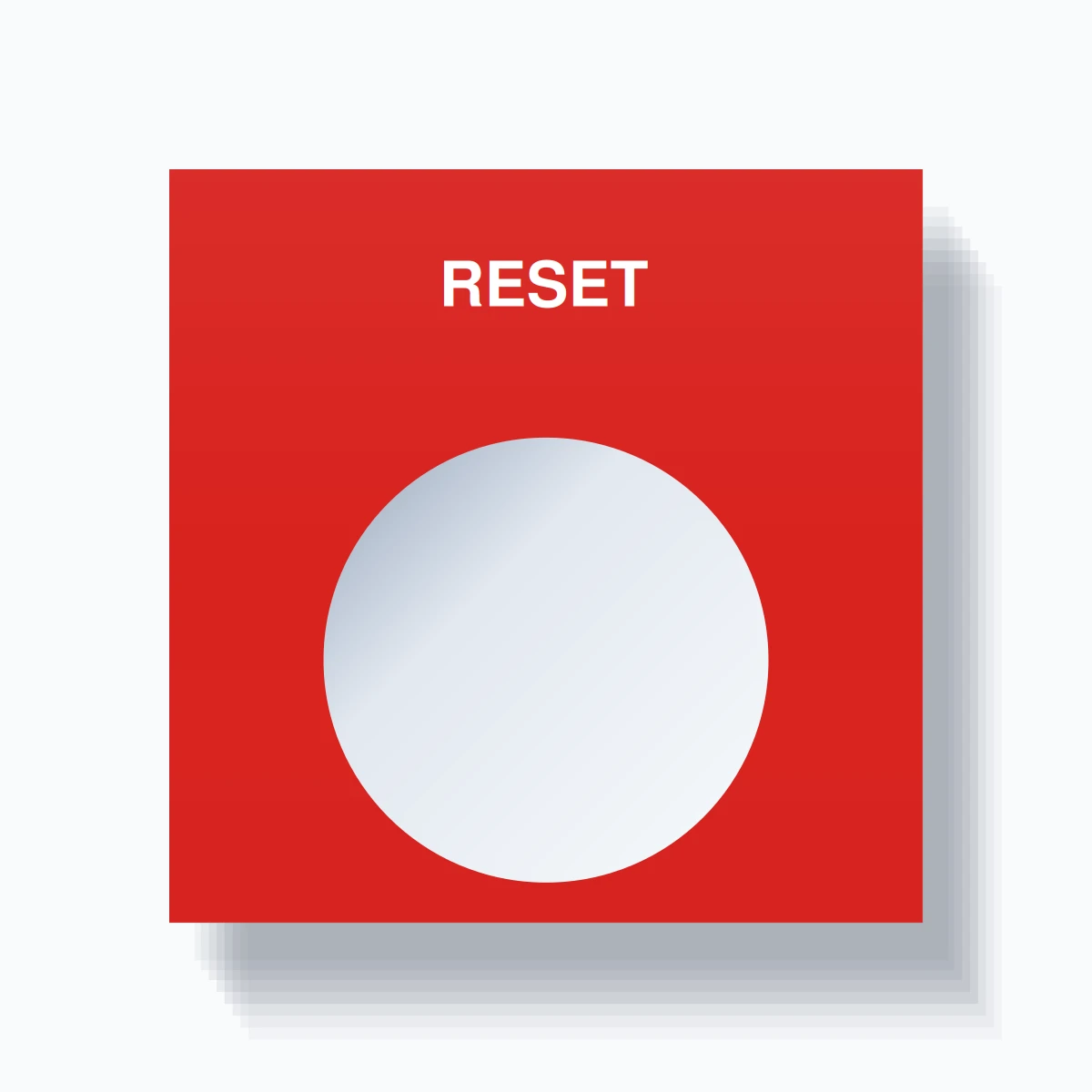 22mm Ring Tag – RESET, Single-Line Square, White on Red