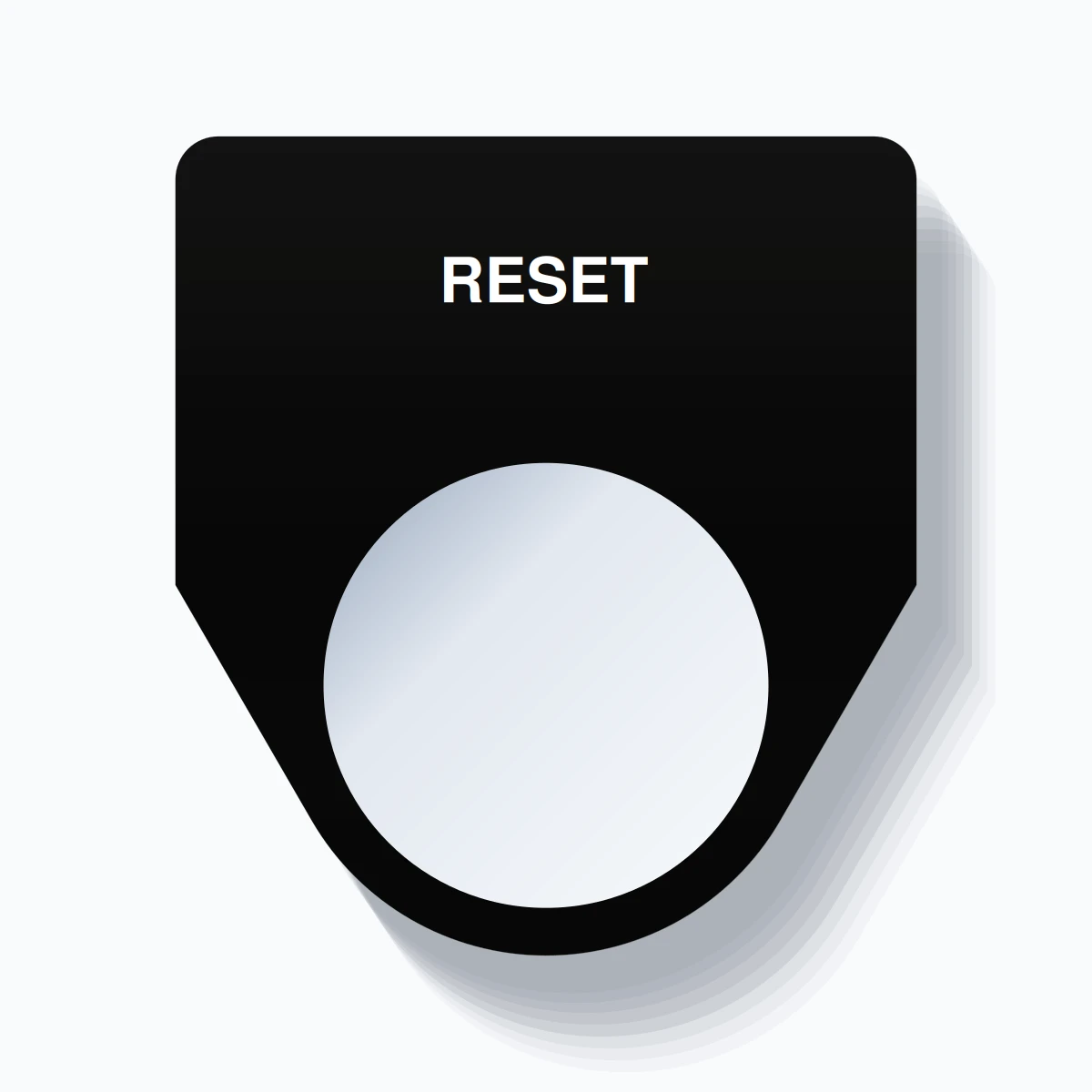 22mm Ring Tag – RESET, Single-Line Traditional, White on Black