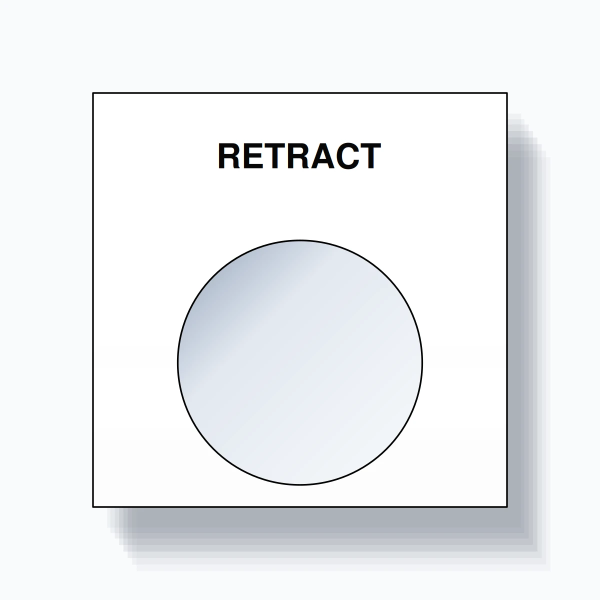 22mm Ring Tag – RETRACT, Single-Line Square, Black on White