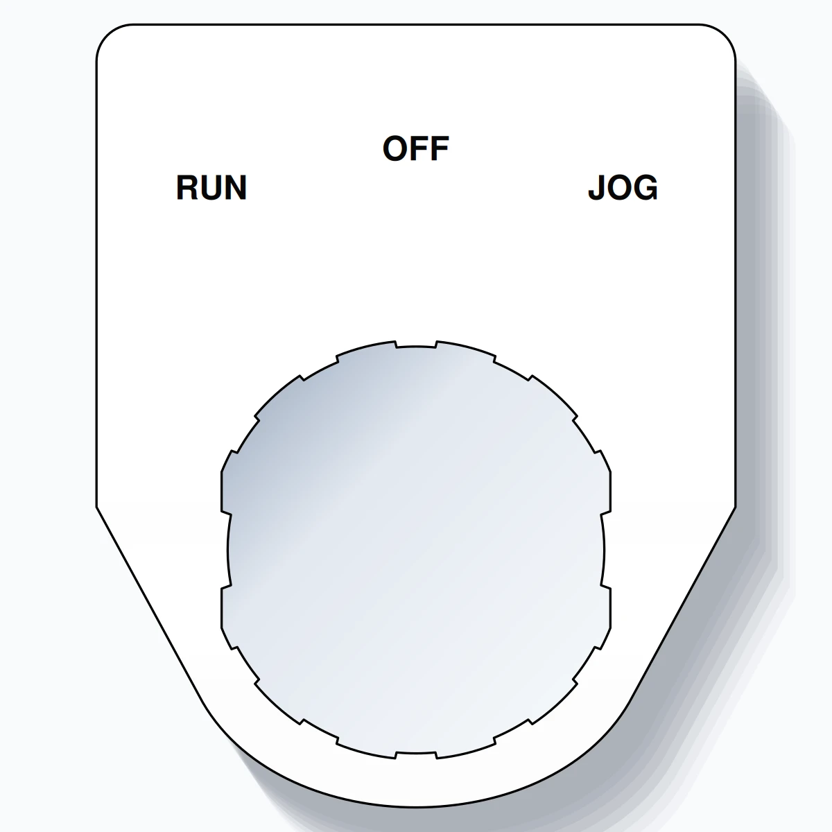 22mm Ring Tag – RUN OFF JOG, Three-Line Traditional, Schneider Electric Compatible, Black on White