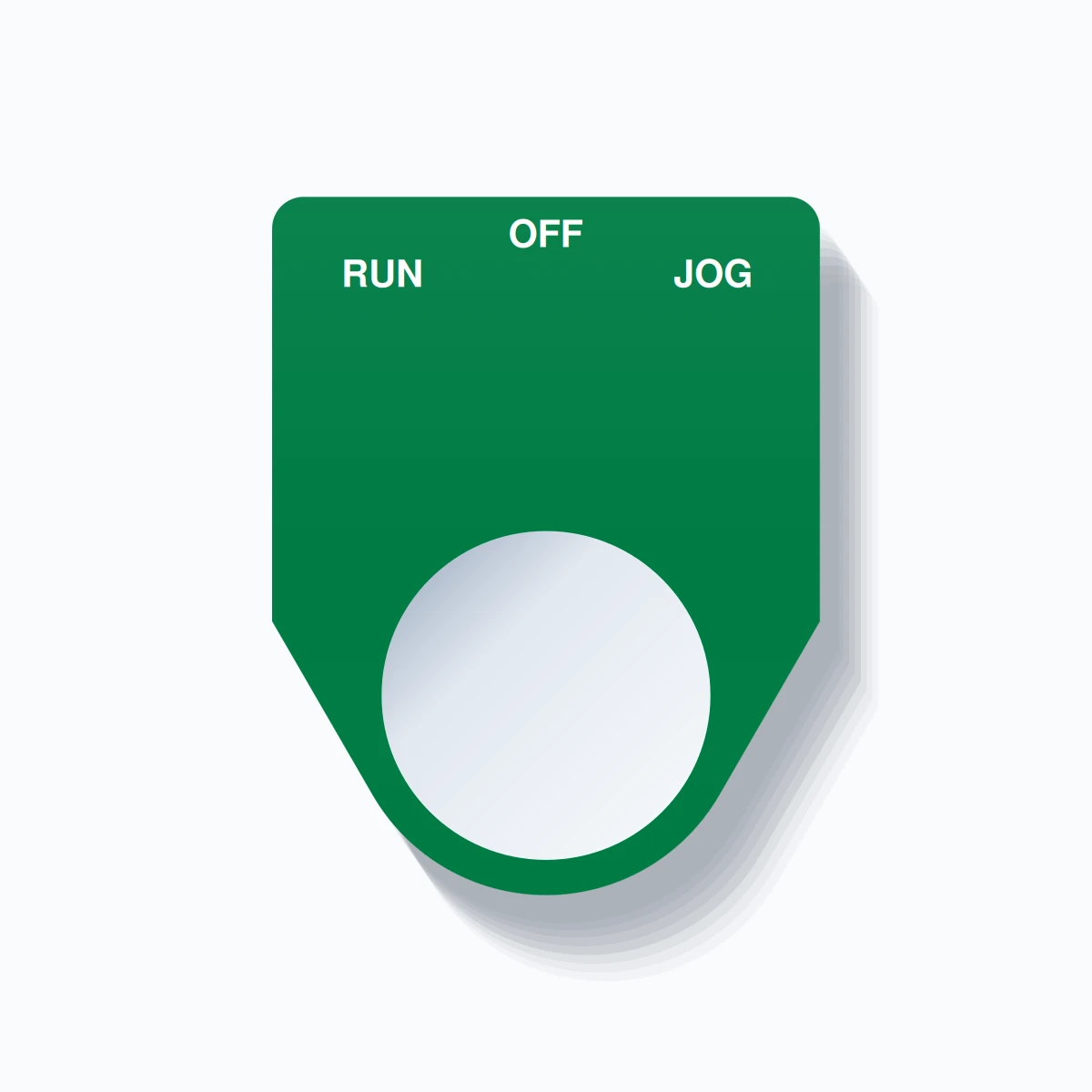 22mm Ring Tag – RUN OFF JOG, Three-Line Traditional, White on Green