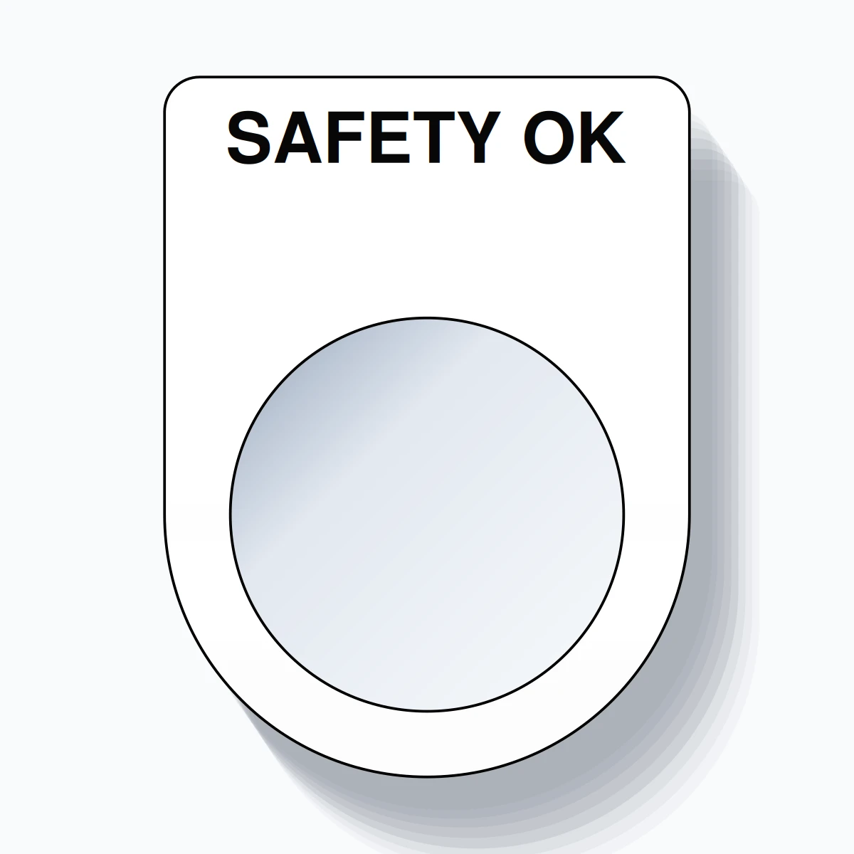 22mm Ring Tag – SAFETY OK, Single-Line Slim, Black on White