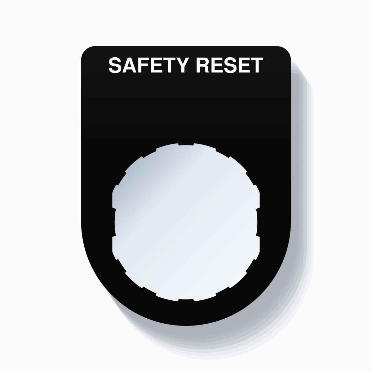 22mm Ring Tag – SAFETY RESET, Single-Line Slim, Schneider Electric Compatible, White on Black