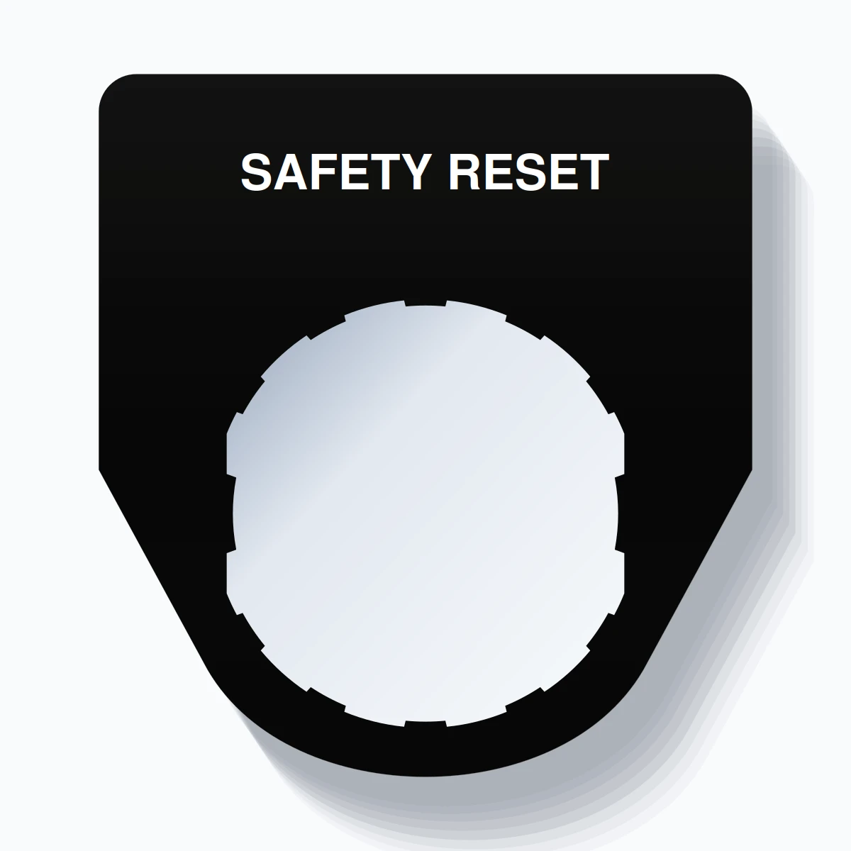 22mm Ring Tag – SAFETY RESET, Single-Line Traditional, Schneider Electric Compatible, White on Black