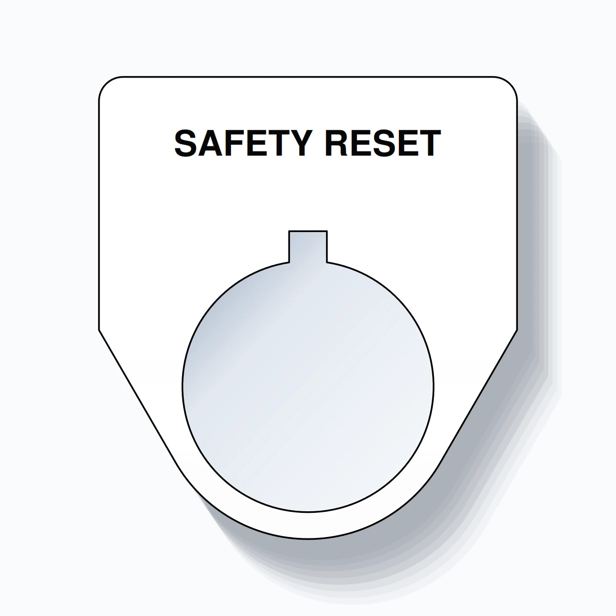 22mm Ring Tag – SAFETY RESET, Single-Line Traditional, Allen-Bradley Compatible, Black on White