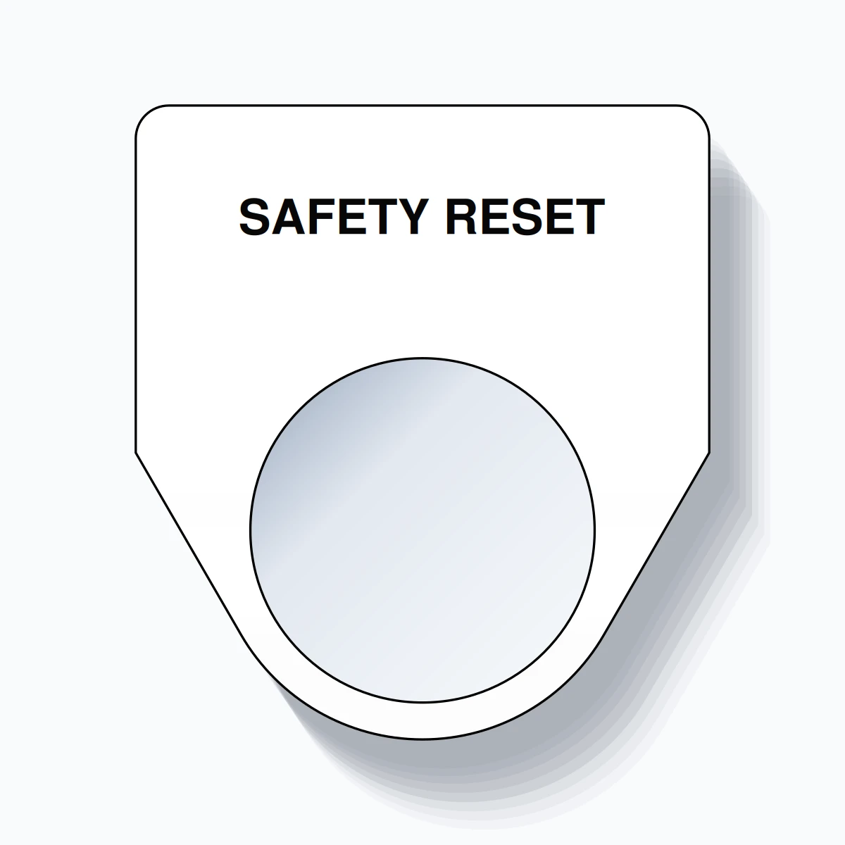 22mm Ring Tag – SAFETY RESET, Single-Line Traditional, Black on White