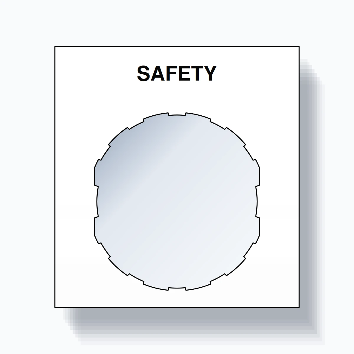 22mm Ring Tag – SAFETY, Single-Line Square, Schneider Electric Compatible, Black on White