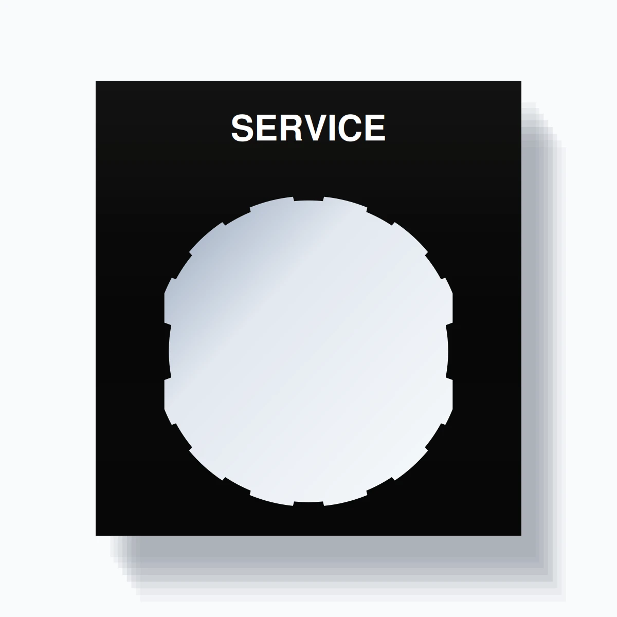 22mm Ring Tag – SERVICE, Single-Line Square, Schneider Electric Compatible, White on Black
