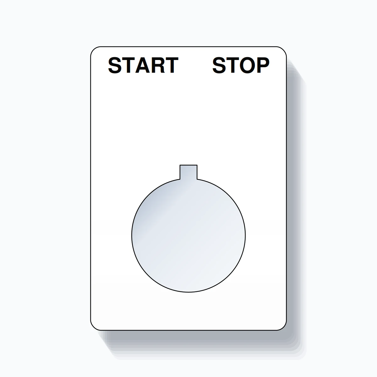 22mm Ring Tag – START STOP, Two-Line Rounded, Allen-Bradley Compatible, Black on White