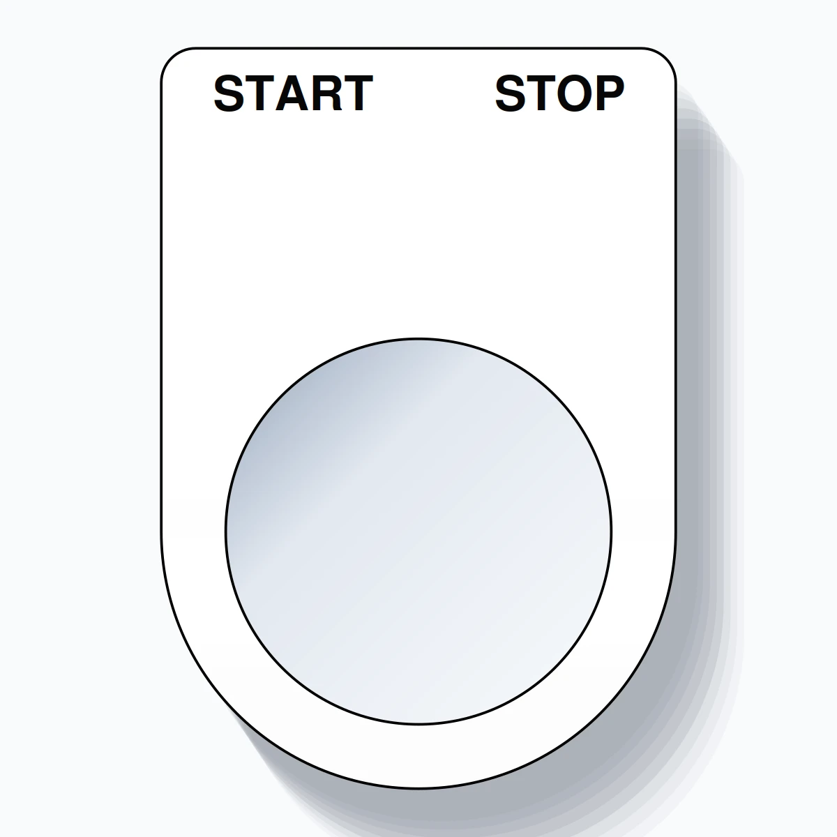 22mm Ring Tag – START STOP, Two-Line Slim, Black on White