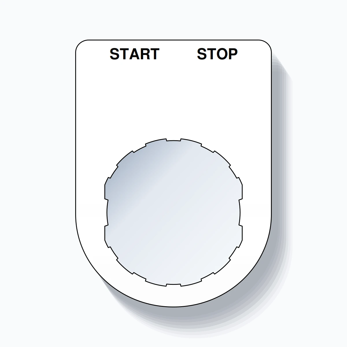 22mm Ring Tag – START STOP, Two-Line Slim, Schneider Electric Compatible, Black on White