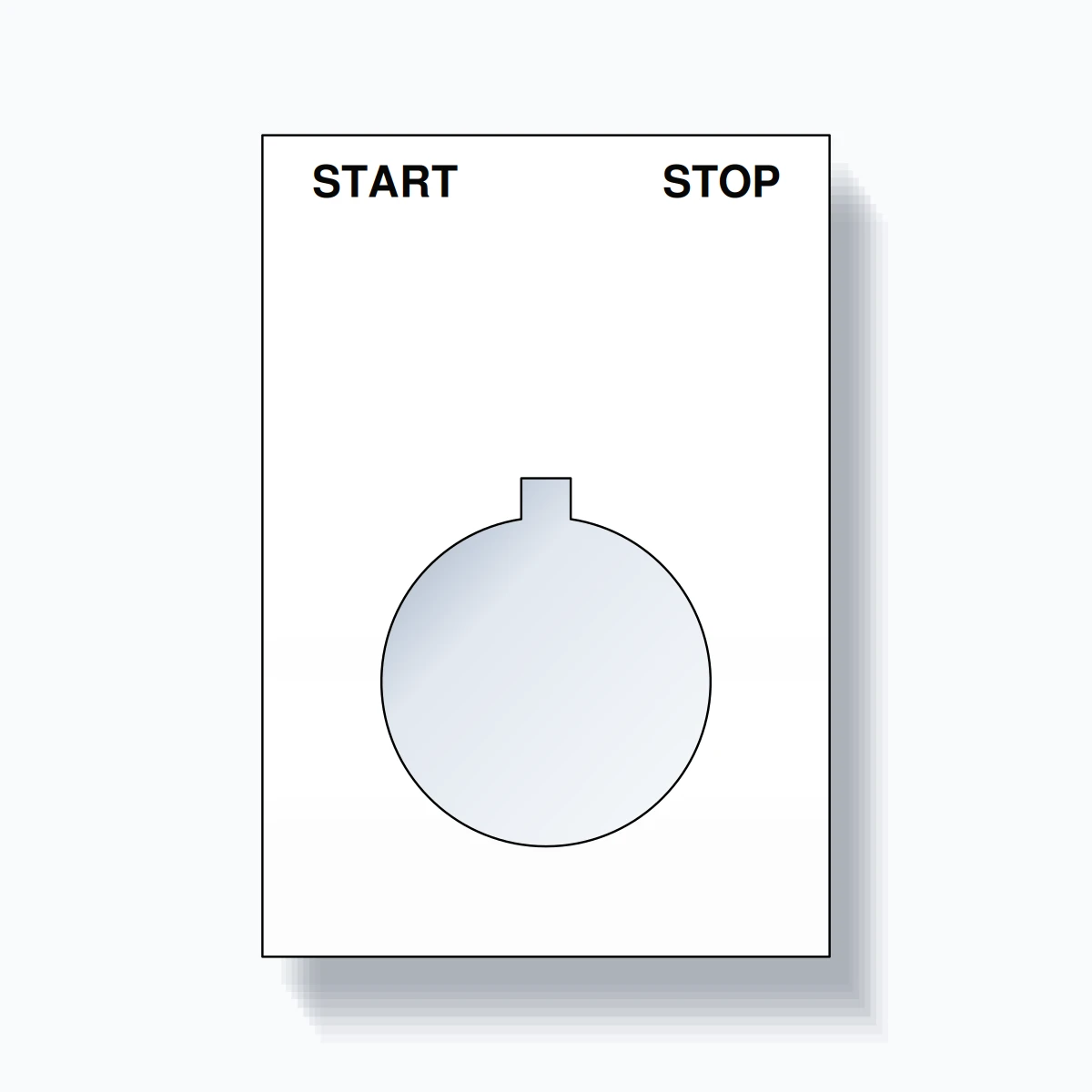 22mm Ring Tag – START STOP, Two-Line Squared, Allen-Bradley Compatible, Black on White