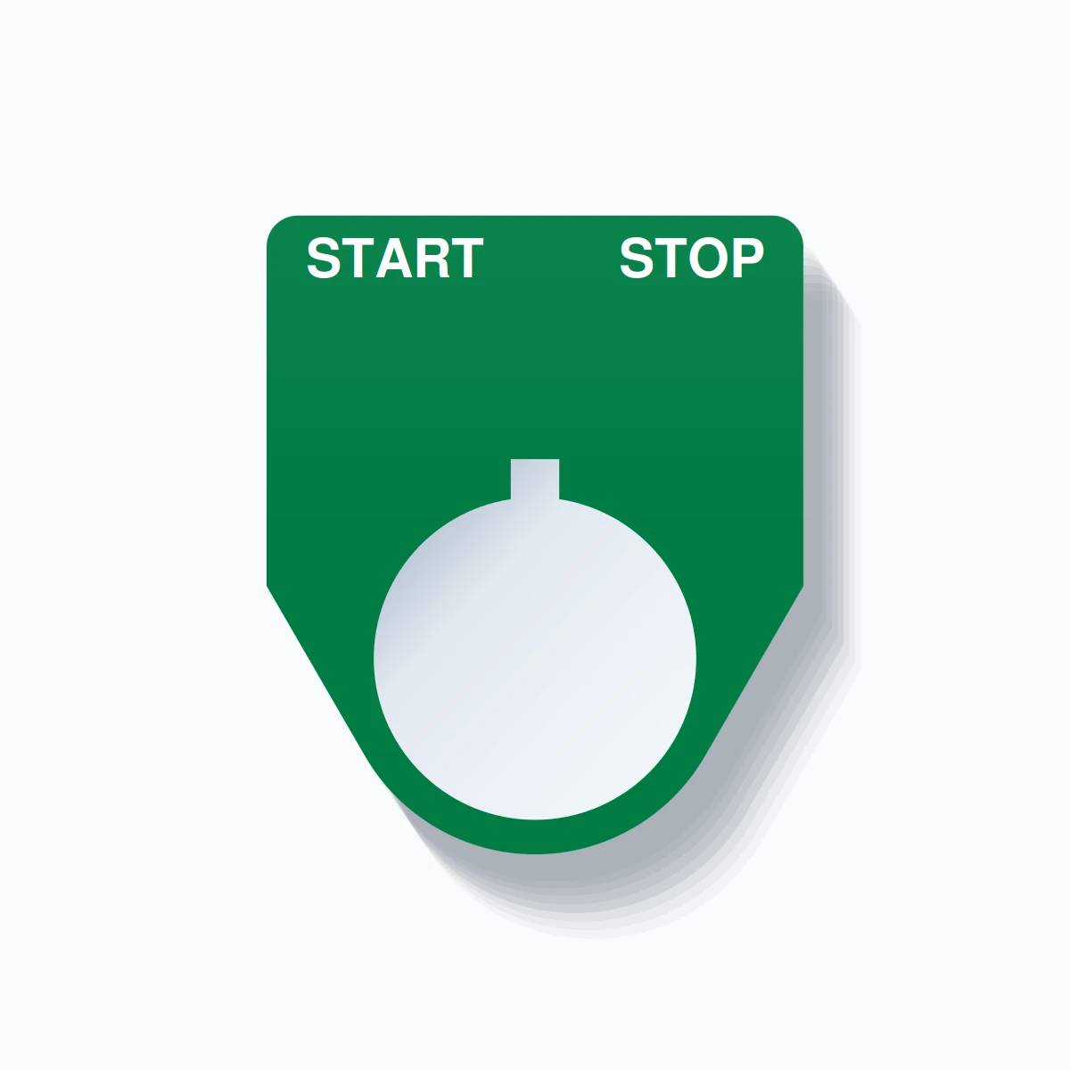 22mm Ring Tag – START STOP, Two-Line Traditional, Allen-Bradley Compatible, White on Green