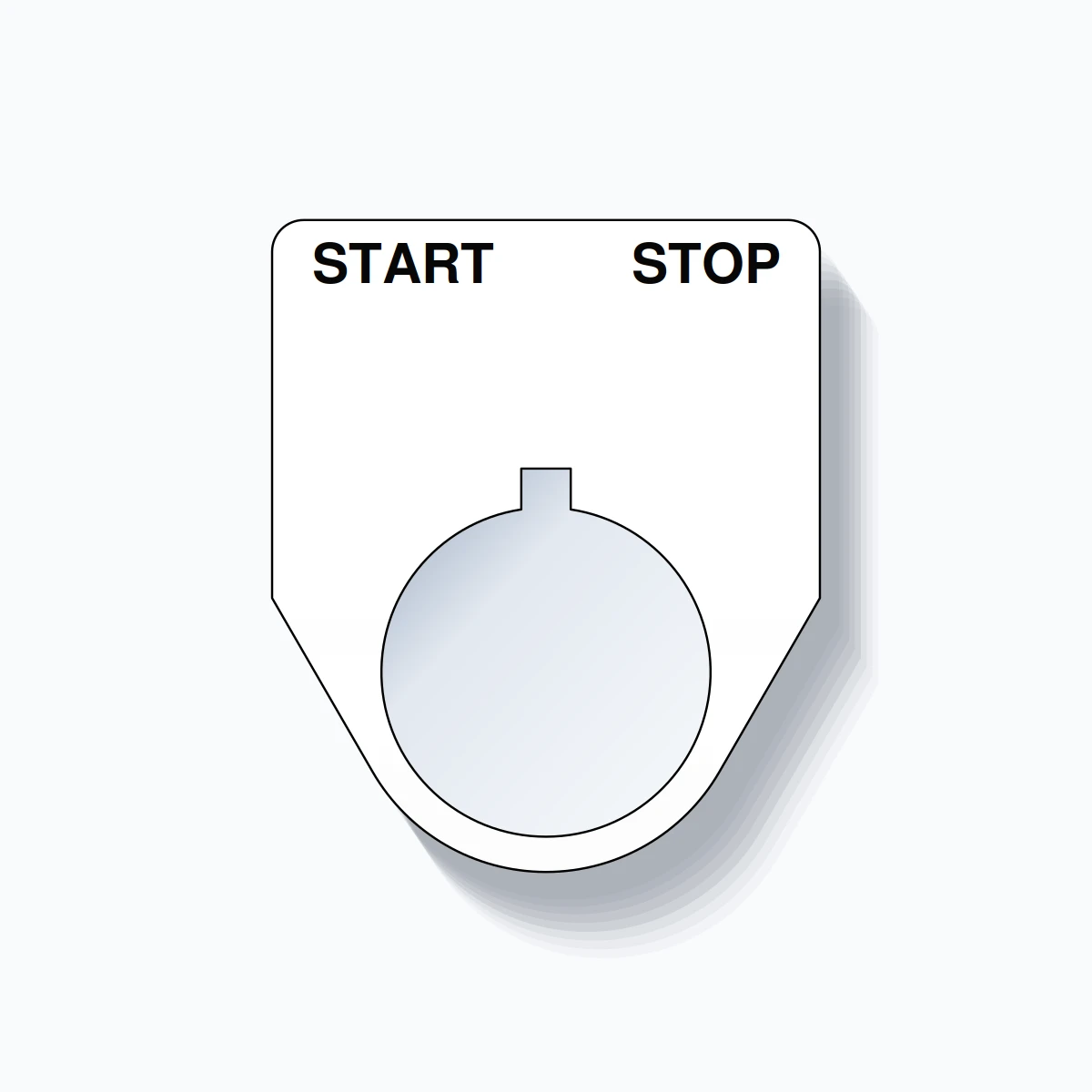 22mm Ring Tag – START STOP, Two-Line Traditional, Allen-Bradley Compatible, Black on White