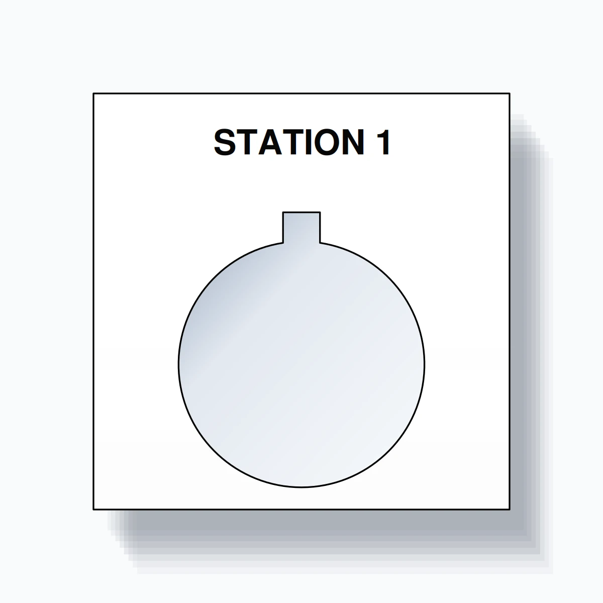22mm Ring Tag – STATION 1, Single-Line Square, Allen-Bradley Compatible, Black on White