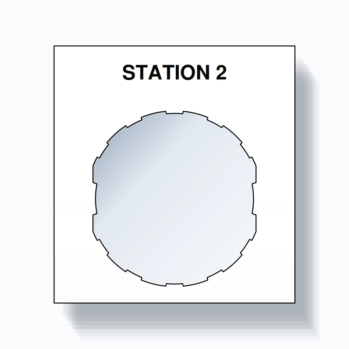 22mm Ring Tag – STATION 2, Single-Line Square, Schneider Electric Compatible, Black on White