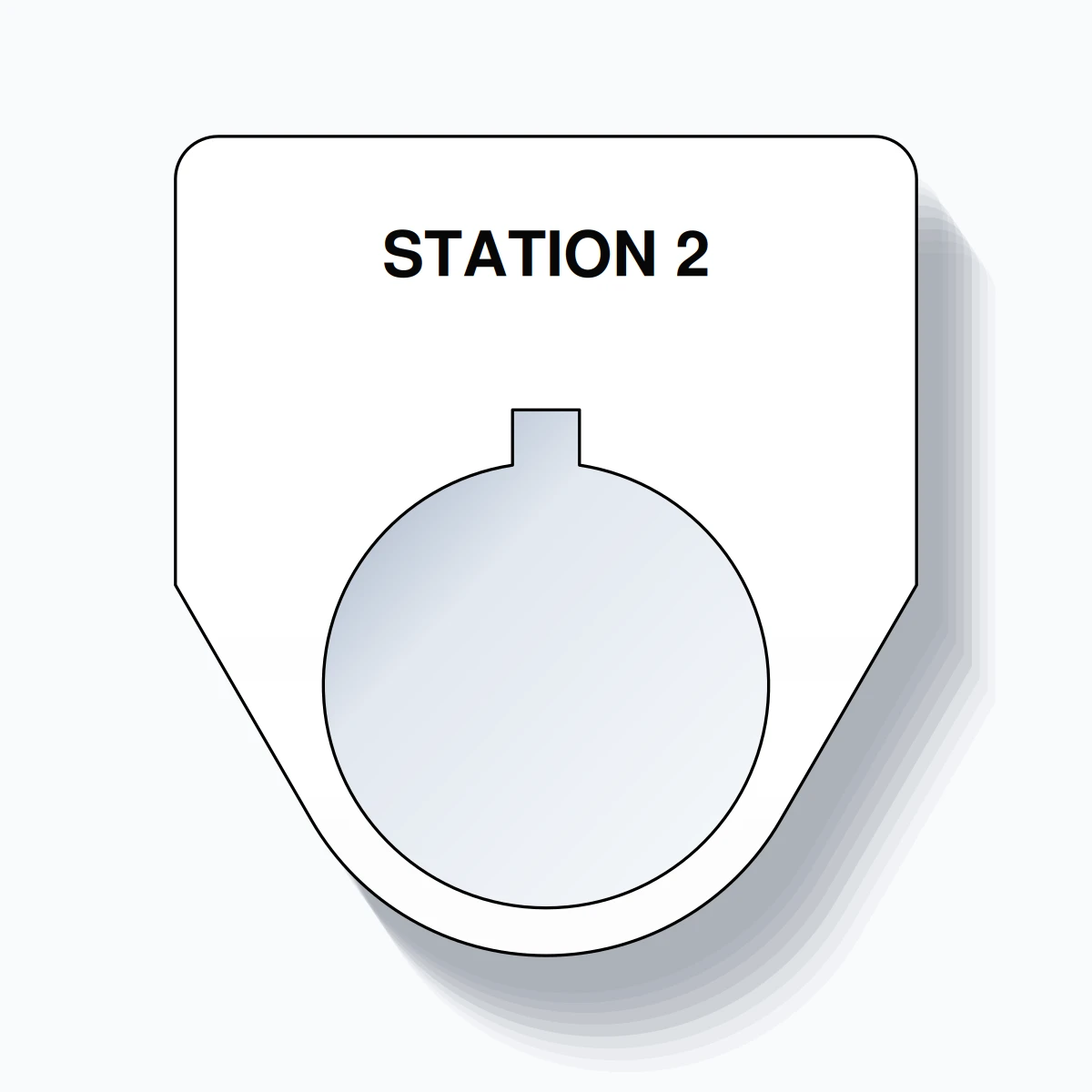 22mm Ring Tag – STATION 2, Single-Line Traditional, Allen-Bradley Compatible, Black on White