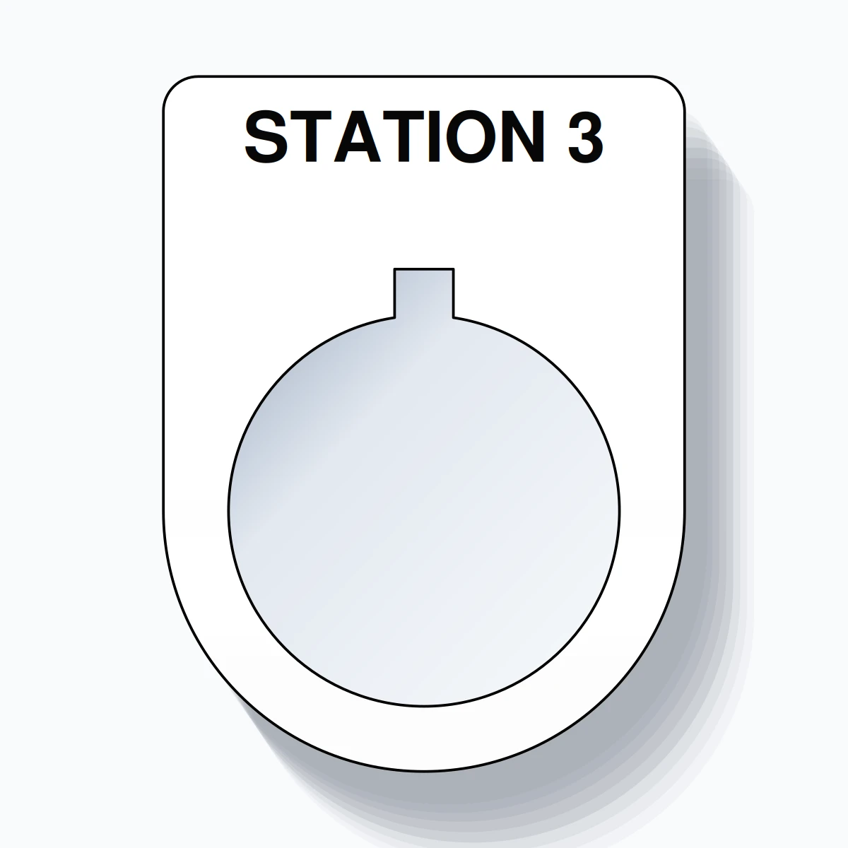 22mm Ring Tag – STATION 3, Single-Line Slim, Allen-Bradley Compatible, Black on White