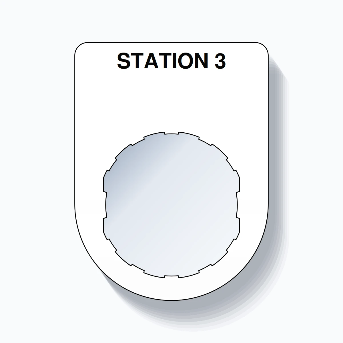 22mm Ring Tag – STATION 3, Single-Line Slim, Schneider Electric Compatible, Black on White