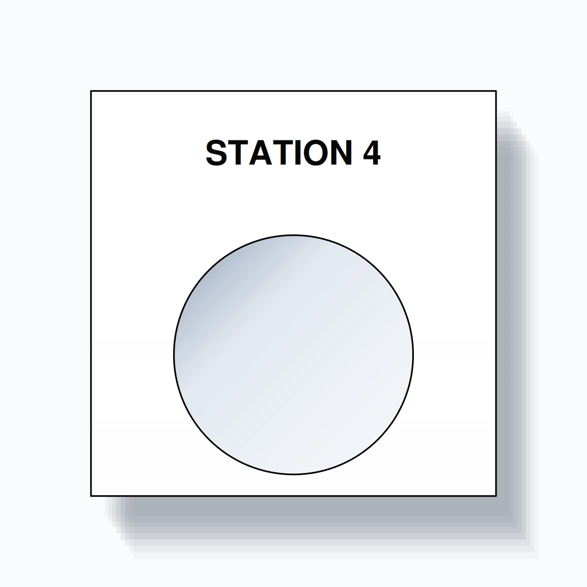 22mm Ring Tag – STATION 4, Single-Line Square, Black on White