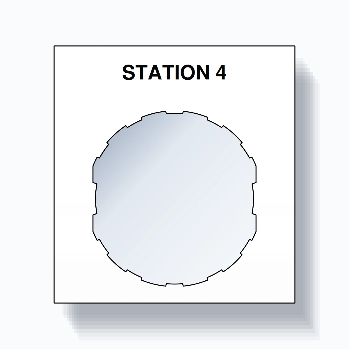 22mm Ring Tag – STATION 4, Single-Line Square, Schneider Electric Compatible, Black on White