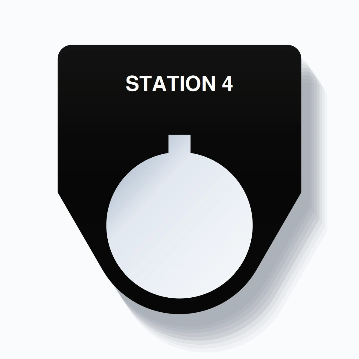22mm Ring Tag – STATION 4, Single-Line Traditional, Allen-Bradley Compatible, White on Black