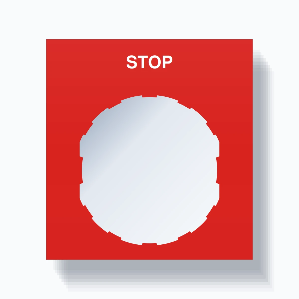 22mm Ring Tag – STOP, Single-Line Square, Schneider Electric Compatible, White on Red