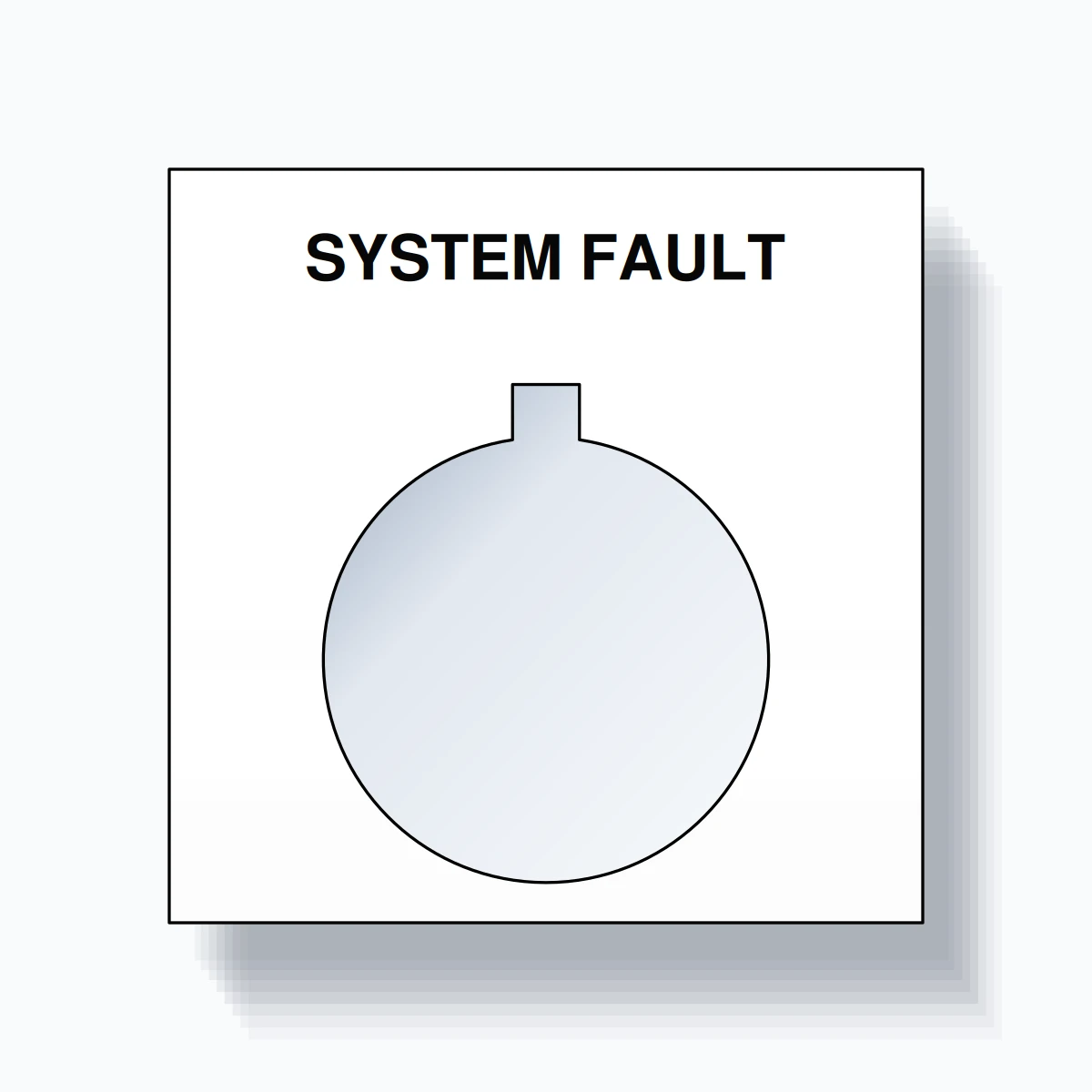 22mm Ring Tag – SYSTEM FAULT, Single-Line Square, Allen-Bradley Compatible, Black on White