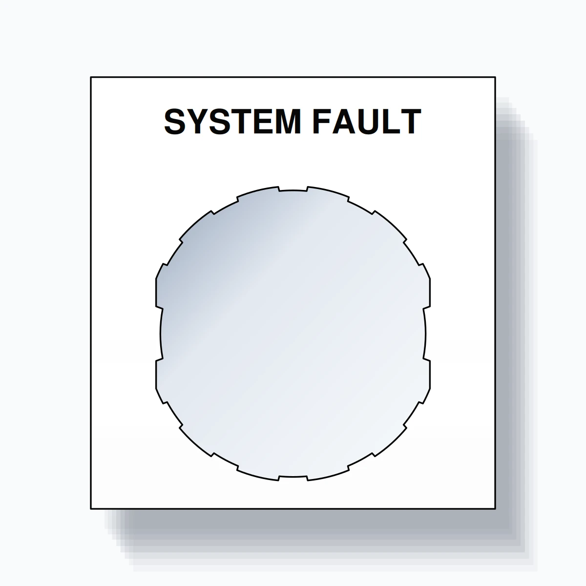 22mm Ring Tag – SYSTEM FAULT, Single-Line Square, Schneider Electric Compatible, Black on White
