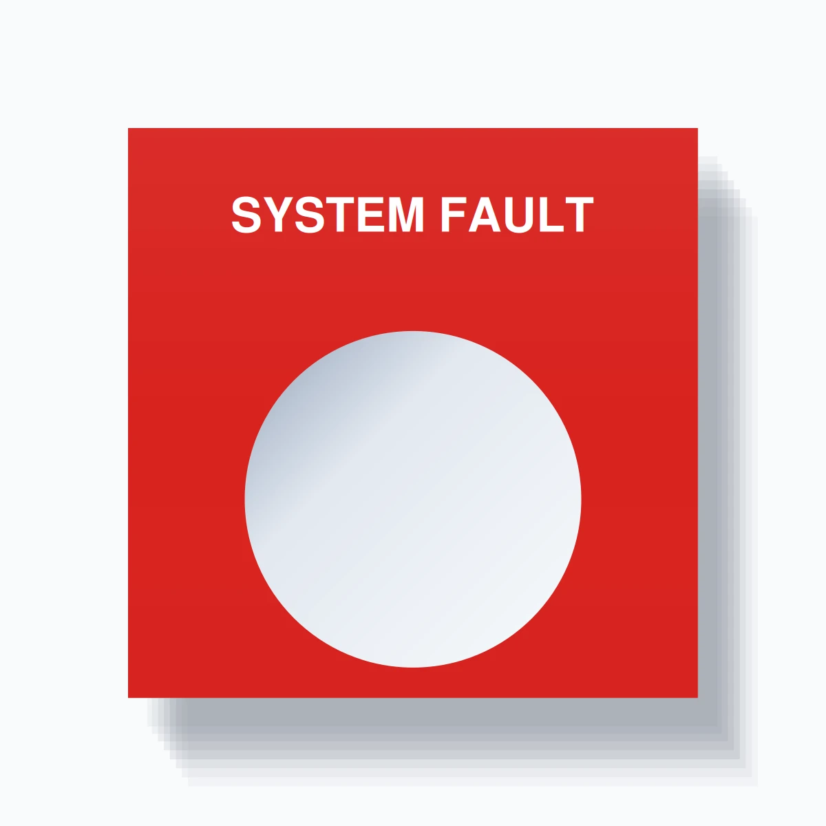 22mm Ring Tag – SYSTEM FAULT, Single-Line Square, White on Red