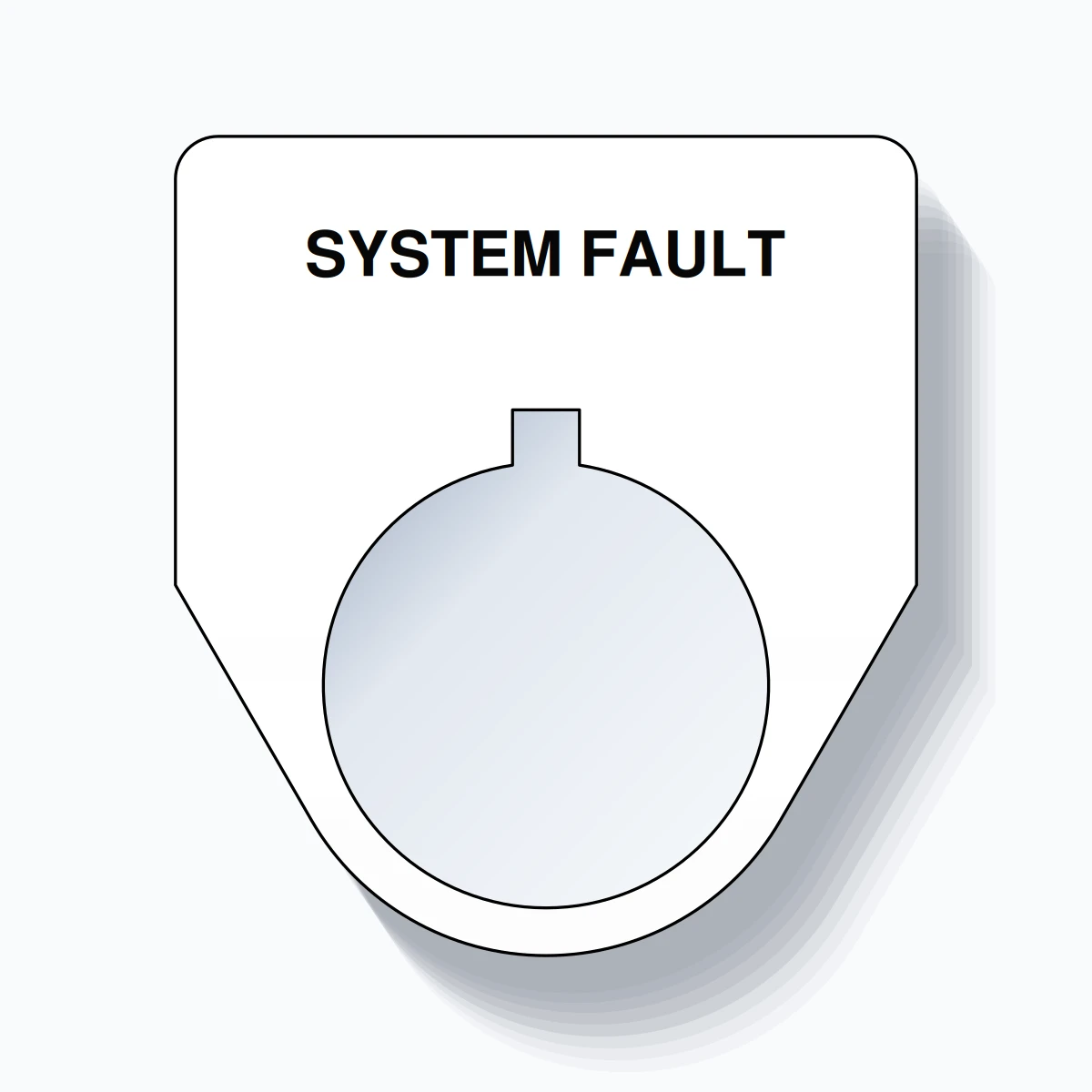 22mm Ring Tag – SYSTEM FAULT, Single-Line Traditional, Allen-Bradley Compatible, Black on White