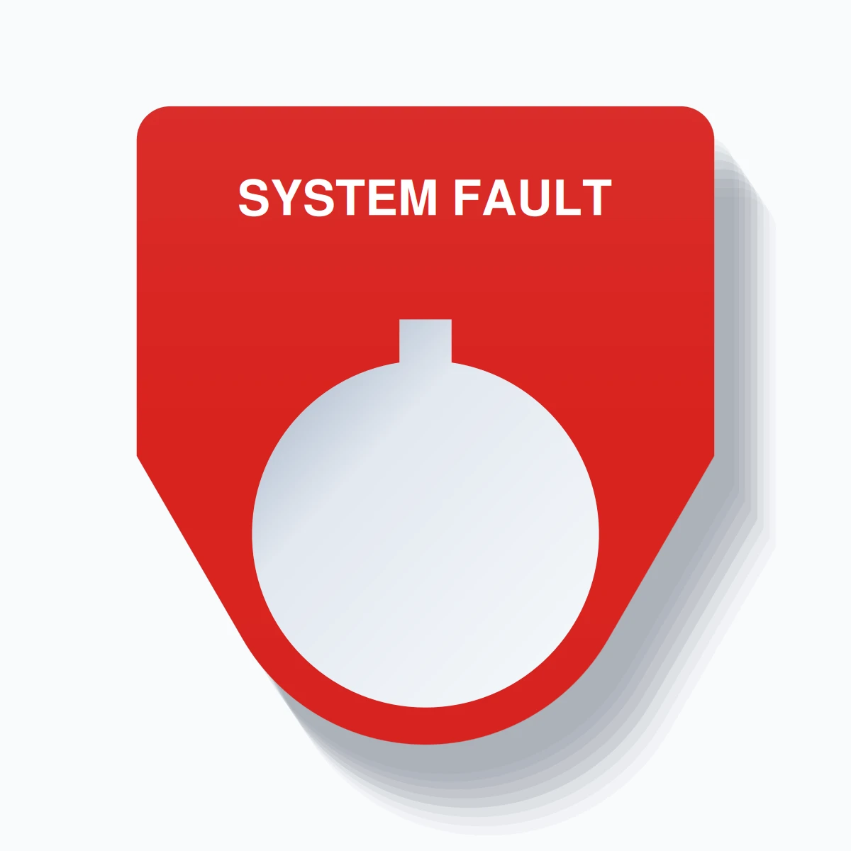 22mm Ring Tag – SYSTEM FAULT, Single-Line Traditional, Allen-Bradley Compatible, White on Red