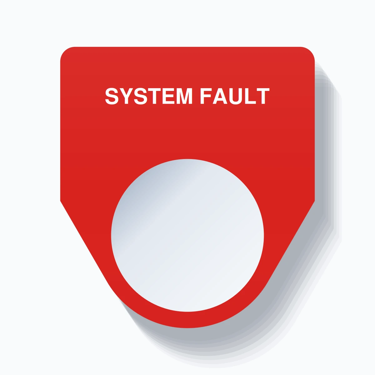 22mm Ring Tag – SYSTEM FAULT, Single-Line Traditional, White on Red
