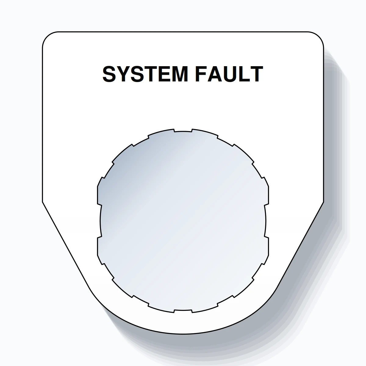 22mm Ring Tag – SYSTEM FAULT, Single-Line Traditional, Schneider Electric Compatible, Black on White