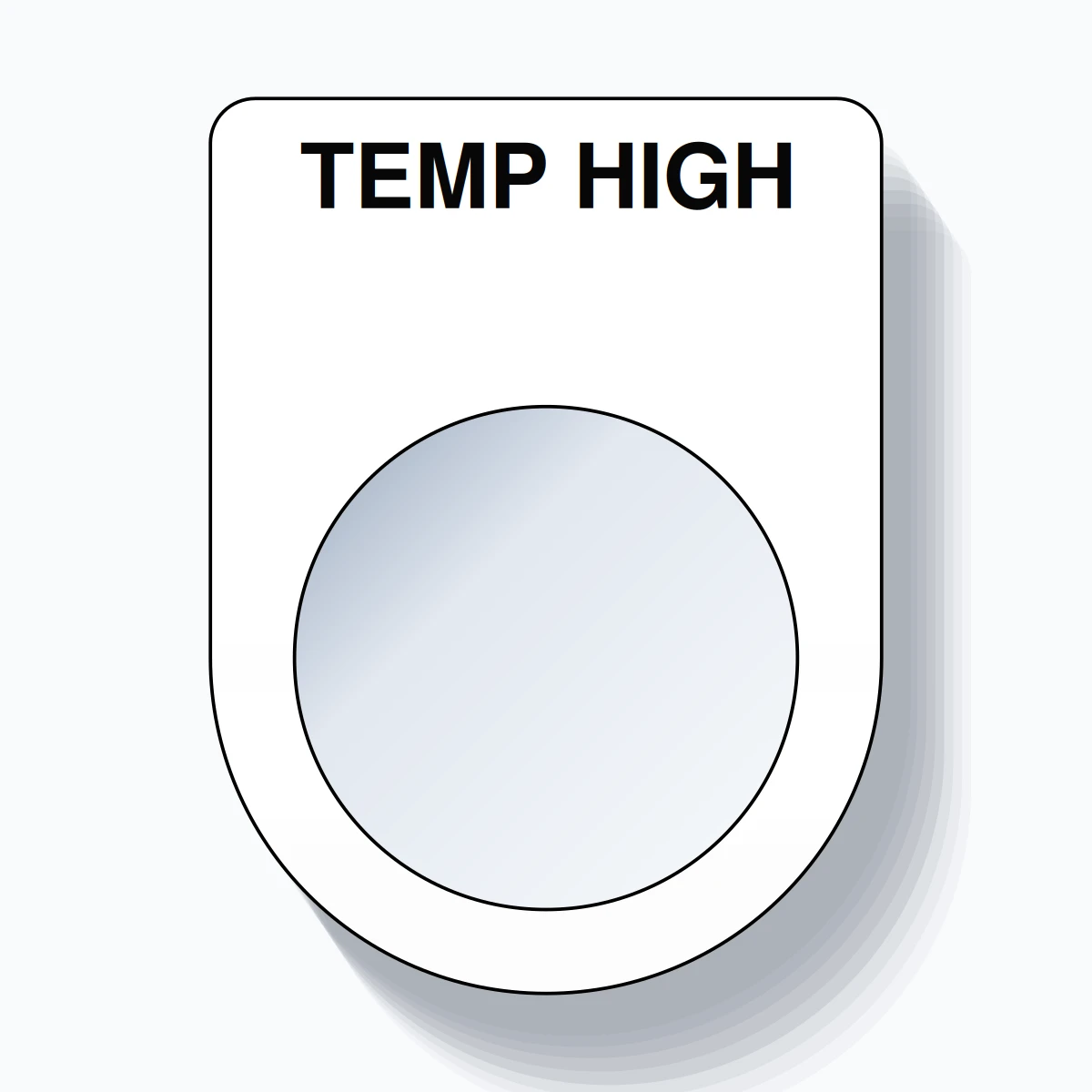 22mm Ring Tag – TEMP HIGH, Single-Line Slim, Black on White
