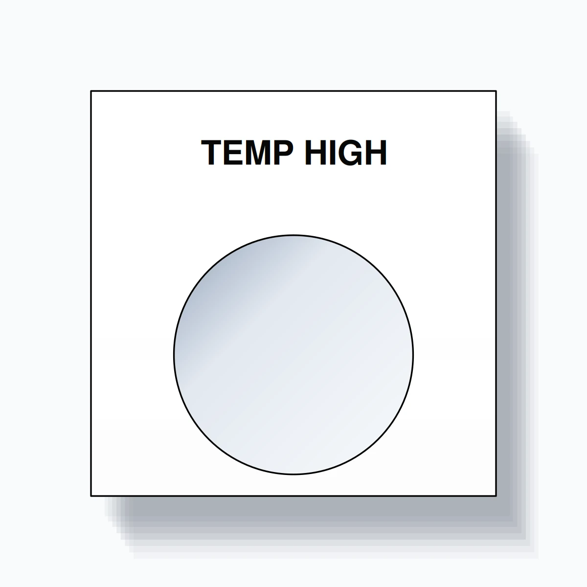 22mm Ring Tag – TEMP HIGH, Single-Line Square, Black on White